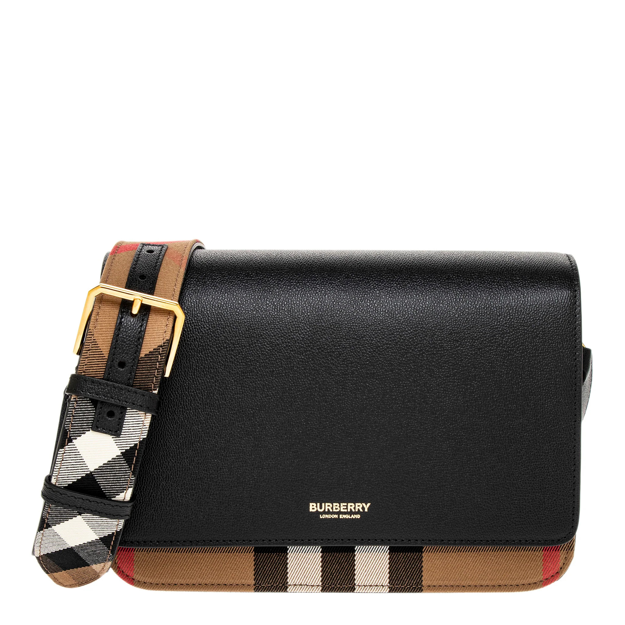 Burberry Mackford Check and Crossbody Bag - Black and Multicolor | Overstock