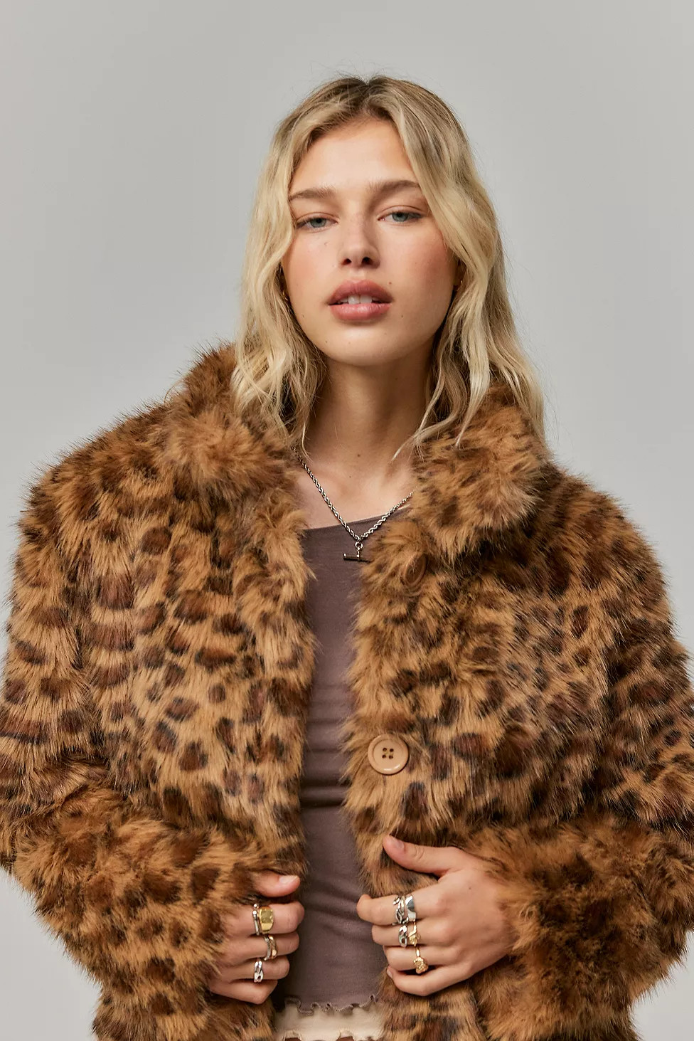 Motel Jodi Leopard Print Crop Jacket | Urban Outfitters UK