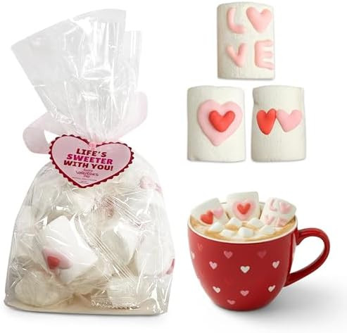 4E's Novelty Valentines Day Marshmallows (16 Pcs) - Decorated Marshmallow with Hearts Individuall... | Amazon (US)
