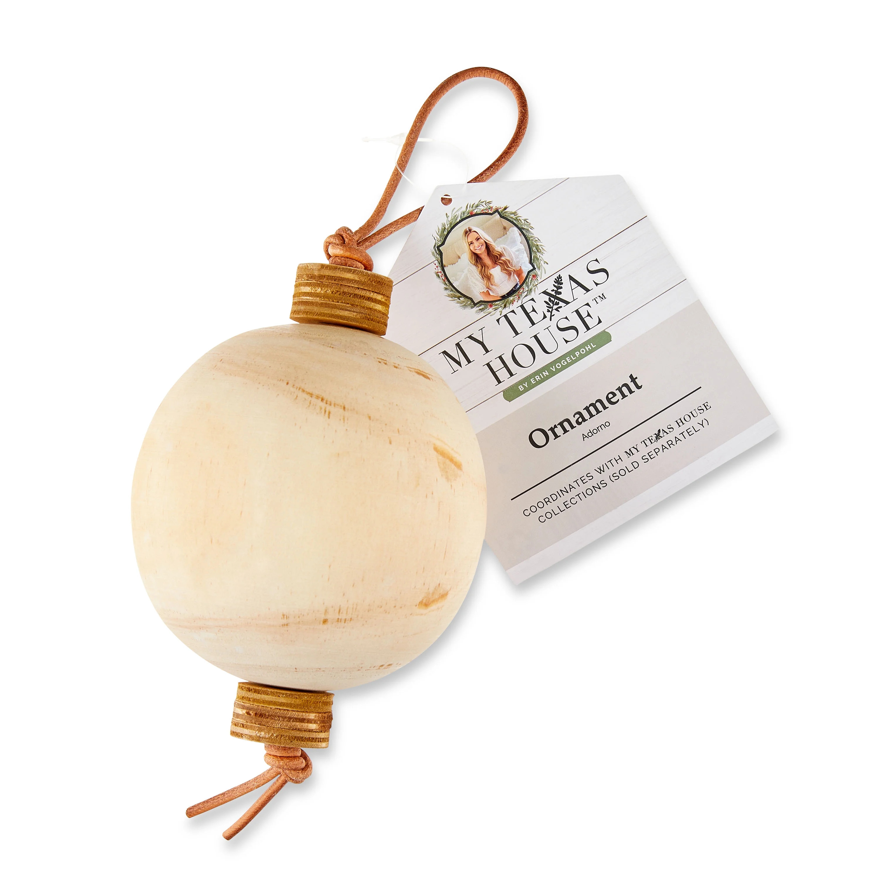 My Texas House Beige Wood Ball Hanging Ornament, 3.5" | Walmart (US)