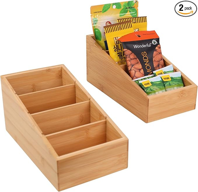 HTB 4-Section Snack Organizer with Removable Dividers for Kitchen, Cabinet, Office, Countertop, 2... | Amazon (US)