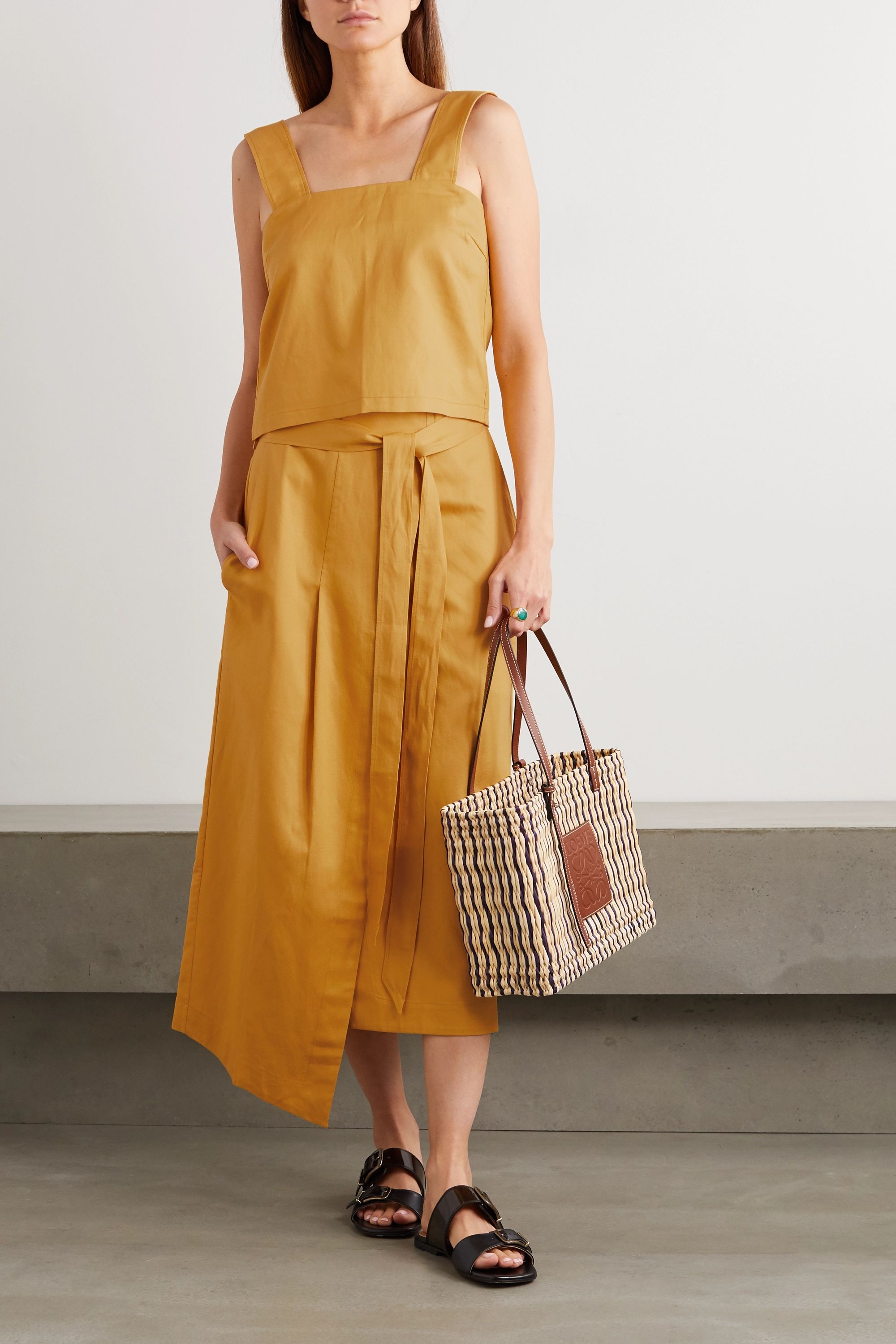 Yellow Asymmetric Lyocell, linen and cotton-blend wrap skirt | KING & TUCKFIELD | NET-A-PORTER | NET-A-PORTER (US)