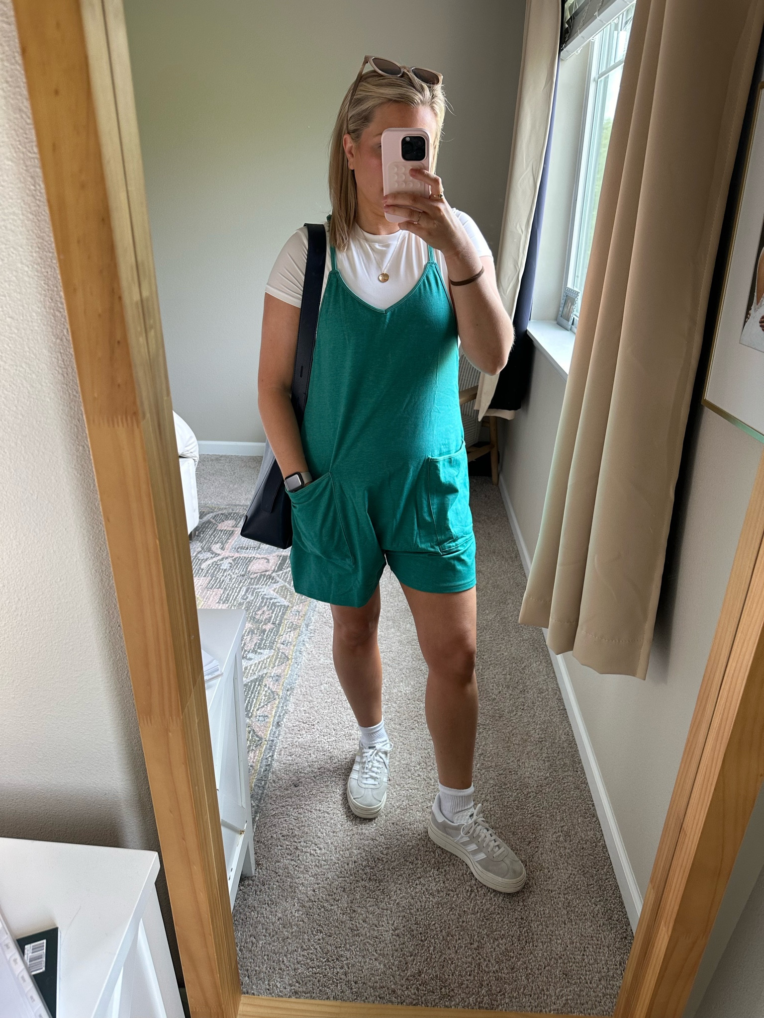 day 3 | comfy summer mom fit 

Size up 1 in bodysuit. Jumpsuit runs tts 

bodysuit is double lined & SO comfortable. 

#LTKStyleTip #LTKFindsUnder100