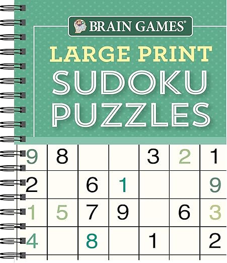 Brain Games - Large Print Sudoku Puzzles (Green)      Spiral-bound – October 1, 2018 | Amazon (US)