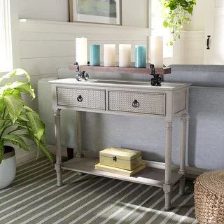 SAFAVIEH Haines 2-Drawer Console Table - 35.5" W x 13" L x 29.5" H - On Sale - Overstock - 325006... | Bed Bath & Beyond