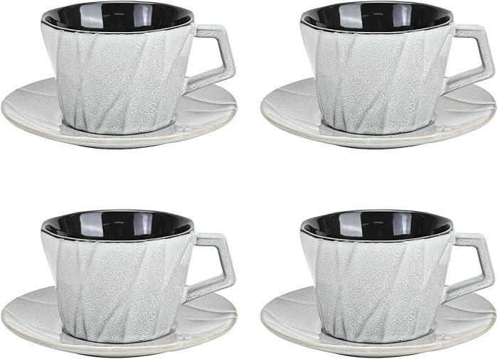 MyBudsBuzz Ceramic Espresso Cups with Saucers 6 oz,Coffe Cups for Cappuccino,Latte,Tea with Sauce... | Amazon (US)
