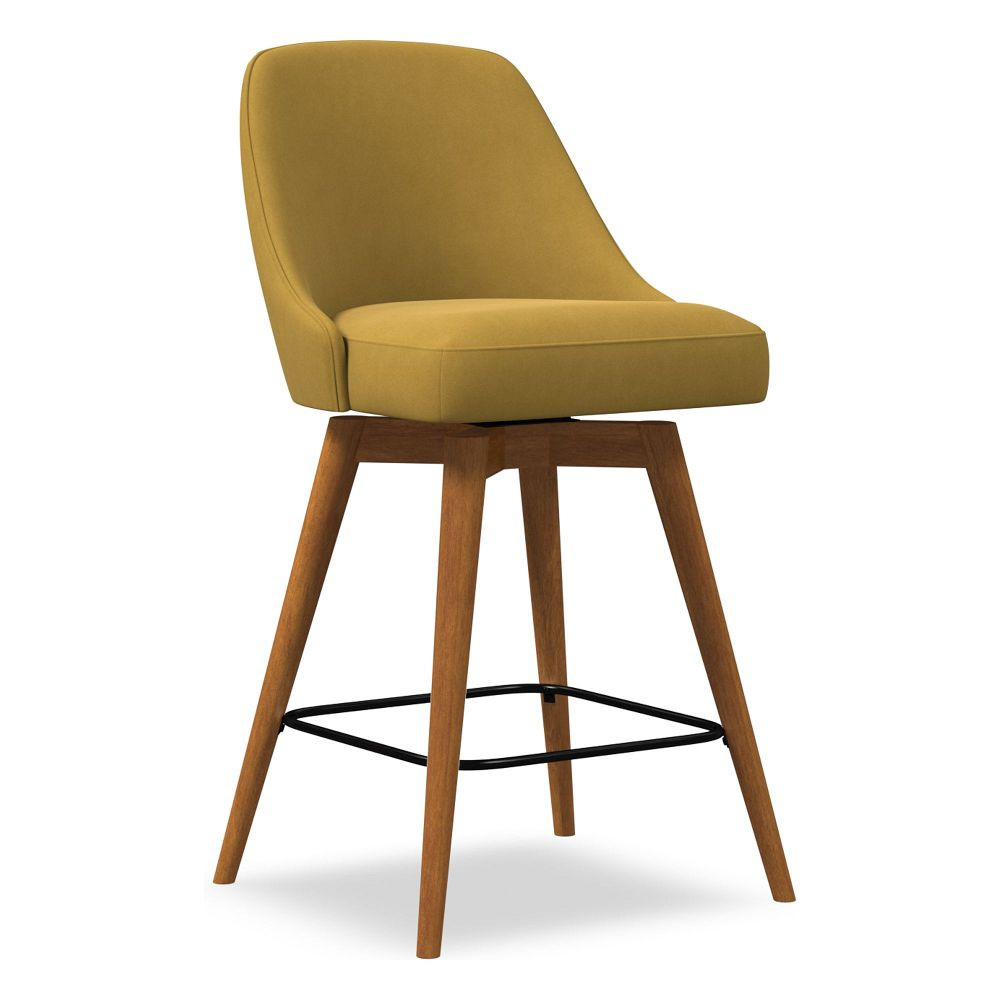 Mid-Century Upholstered Swivel Counter Stool | West Elm (US)
