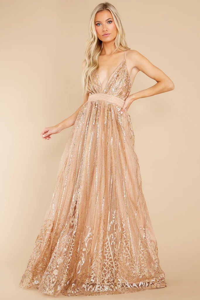 Real Elegance Rose Gold Maxi Dress | Red Dress 