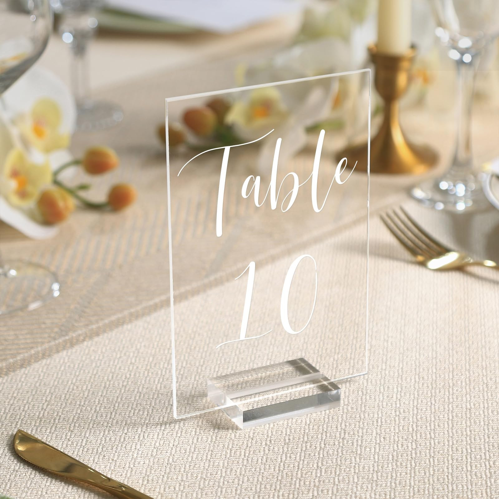 UNIQOOO Acrylic Wedding Table Numbers 1-10 with Stands | 4x6 inch Printed Calligraphy, Clear Tabl... | Amazon (US)