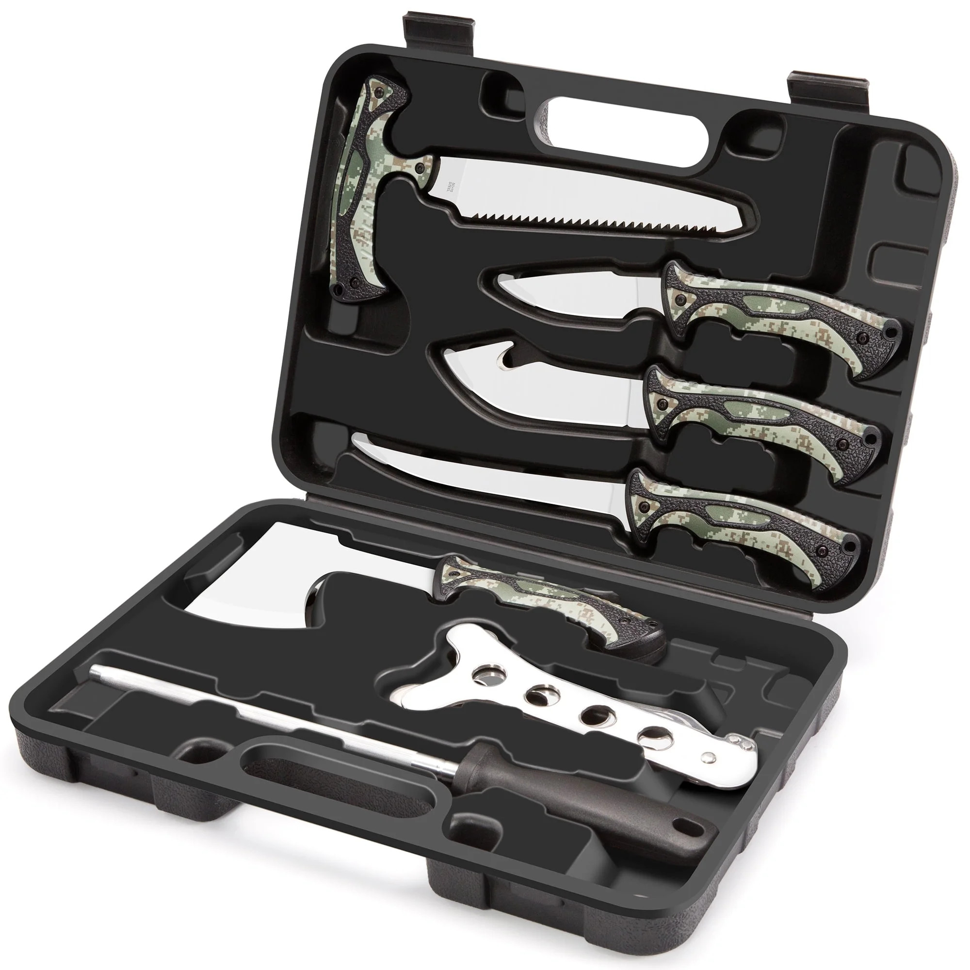 Jellas 10 Pieces Hunting Knife Set, Fixed Blade Knife Hunting Field Dressing Kit, Compact Skinnin... | Walmart (US)