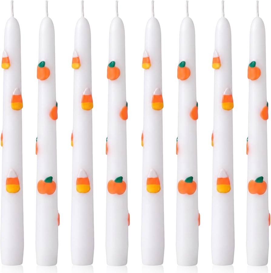 Lyrow 8 Pack Fall Pumpkin Candles, Pumpkin Candy Scented Icon Candles for Thanksgiving Decor, Fal... | Amazon (US)