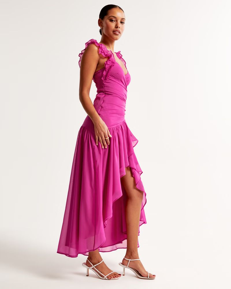 Women's Ruffle Strap High-Low Maxi Dress | Women's Dresses & Jumpsuits | Abercrombie.com | Abercrombie & Fitch (US)