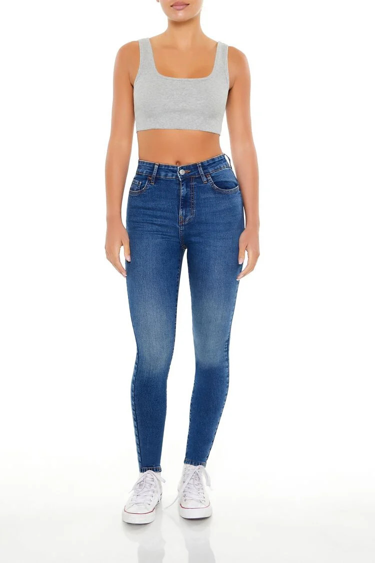 Women's Stretch-Denim Skinny Jeans in Dark Denim, XS | Forever 21