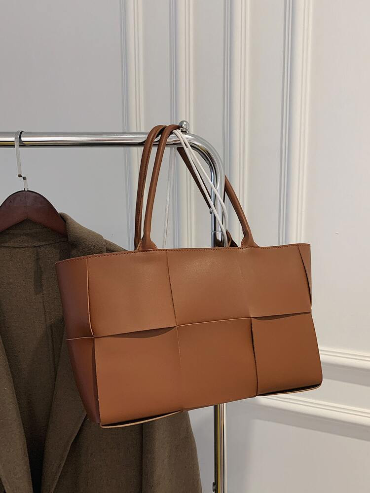 Large Capacity Tote Bag Solid Color Braided Design | SHEIN