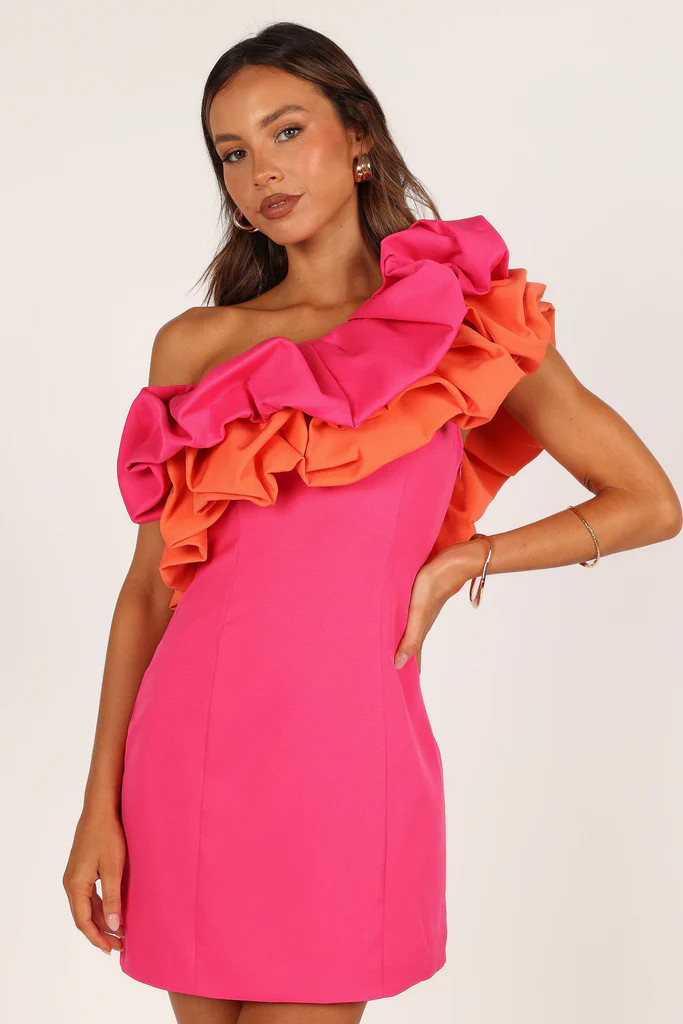 Phoebe One Shoulder Mini Dress - Pink/Orange | Petal & Pup (US)