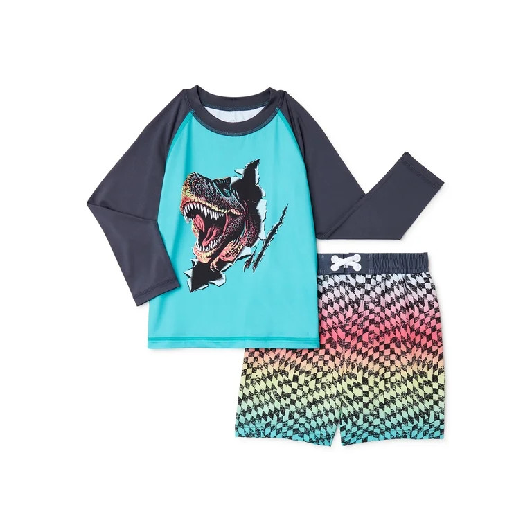Wonder Nation Toddler Boy Long Sleeve Rashguard Swim Set, Sizes 12M-5T | Walmart (US)