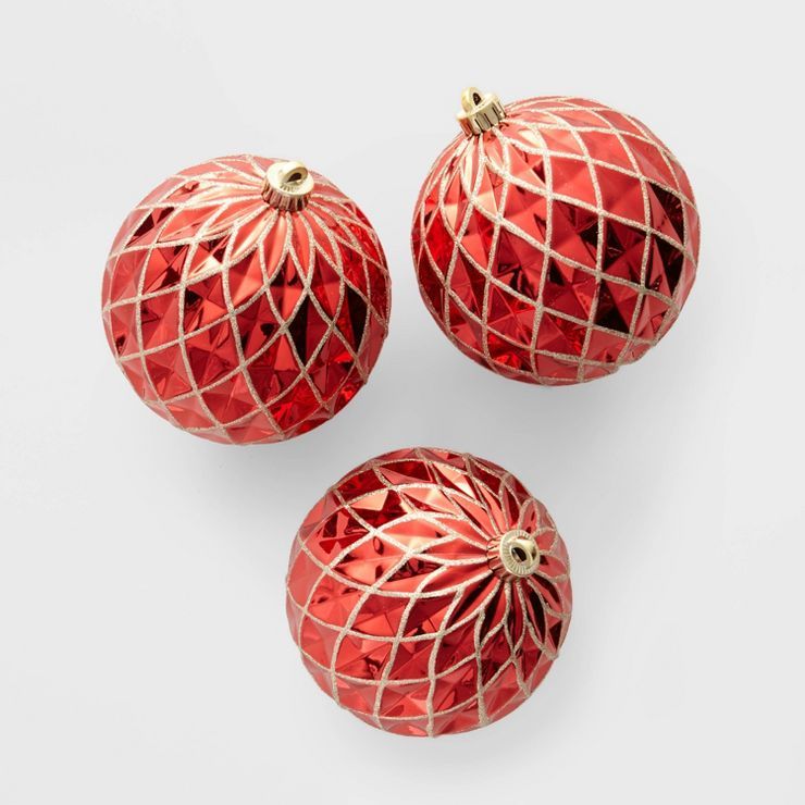 3ct Large Christmas Tree Ornament Set Red - Wondershop&#8482; | Target
