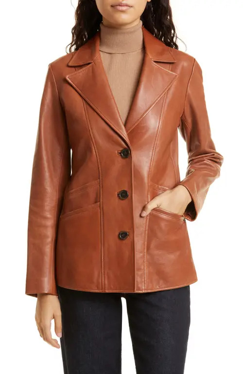 Nili Lotan Women's Alda Leather Jacket in Sienna at Nordstrom, Size Small | Nordstrom