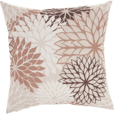 Mina Victory Aloha Floral Tropical Outdoor Throw Pillow Natural 20" x 20" | Target