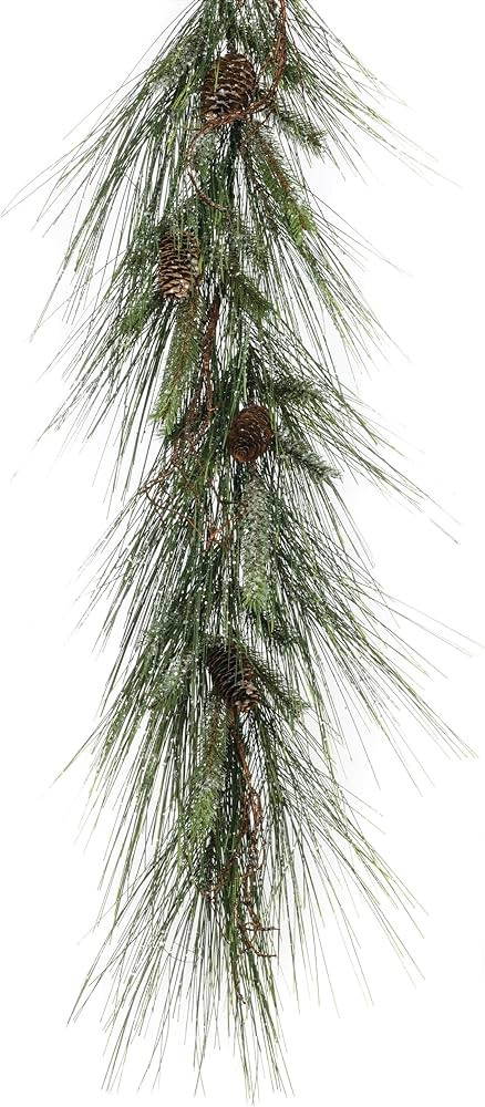 Sullivans Artificial Iced Long Needle Pine and Cone Garland 72" L Green - 6'L x 16" W x 9.5" H | Amazon (US)