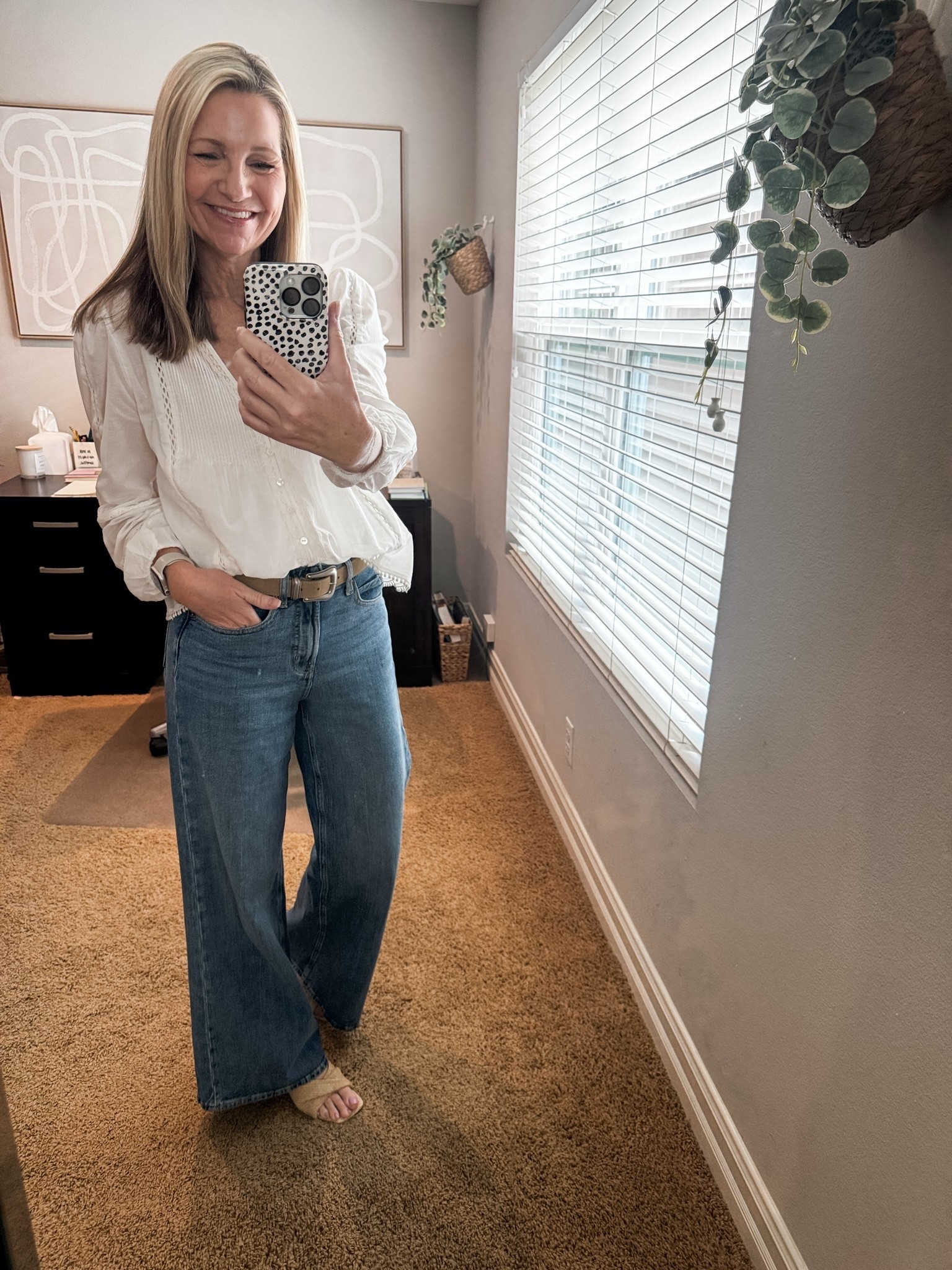 Tuesday’s outfit of the day for a team meeting. My white scalloped blouse is Abercrombie and my wide leg jeans are Old Navy. My wedge sandals are Target.

#LTKootd #LTKOver40 #LTKSeasonal
