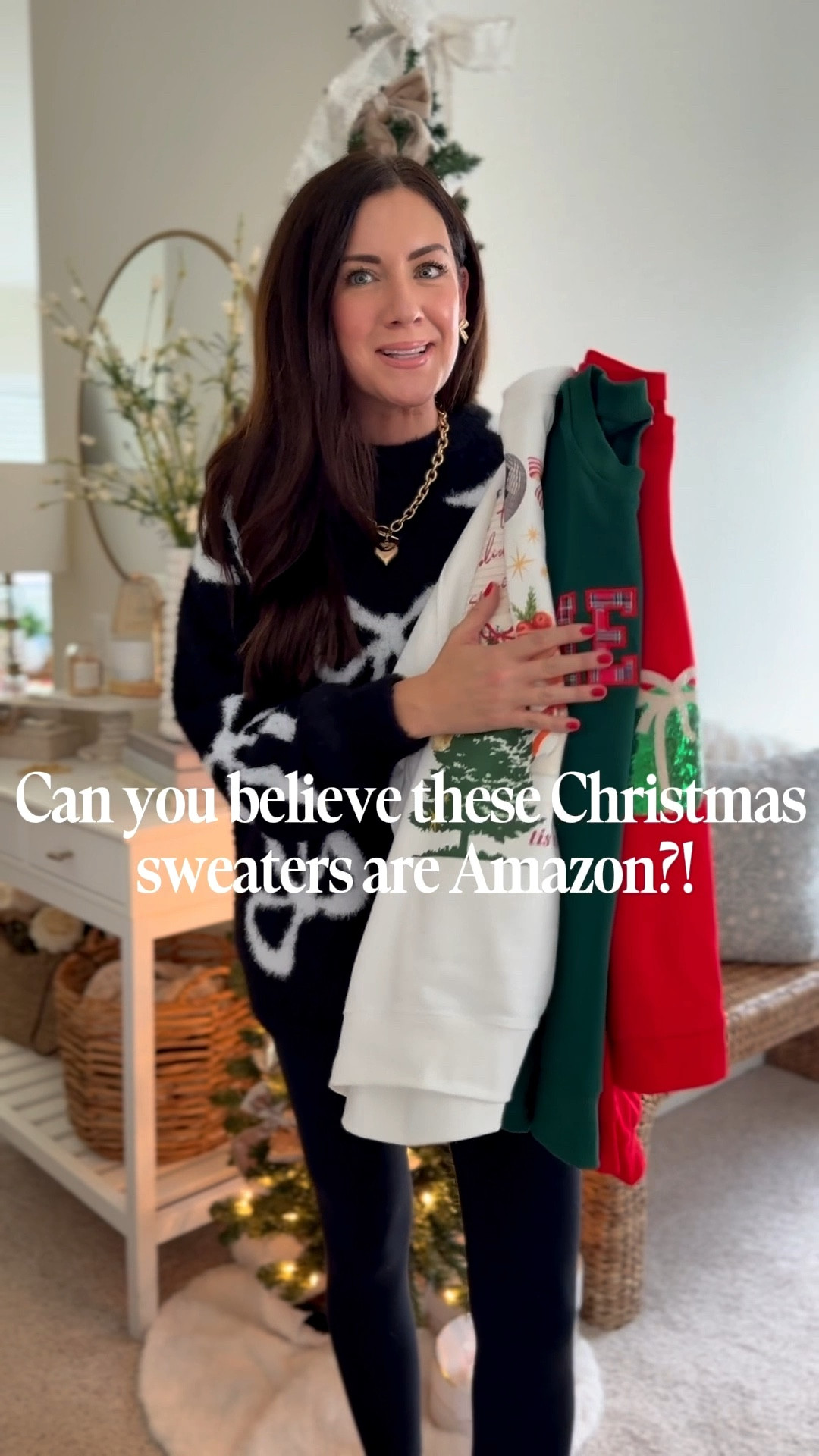 Comment DETAILS to shop🎄 3 festive sweaters from Amazon that have blown my mind with their cuteness😍 sparkle, plaid & bows👏🏻👏🏻
.
.
SIZING-wearing a medium in all 3! Should I have done a large in the ‘Merry’ pullover! 

#LTKSeasonal #LTKHoliday #LTKFindsUnder50