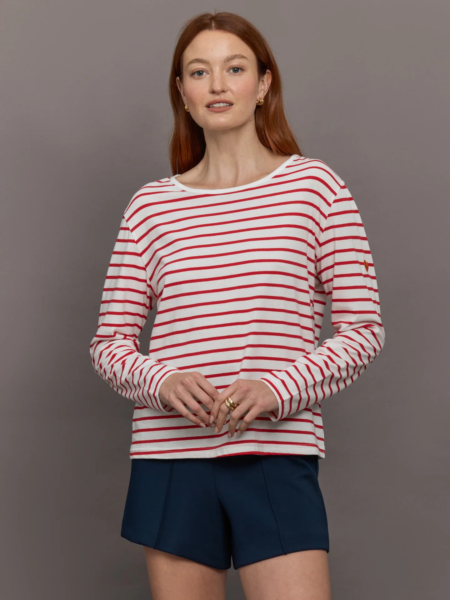 Kerri Rosenthal Long Sleeve Striped Tee - White/red - Size M | Carbon38