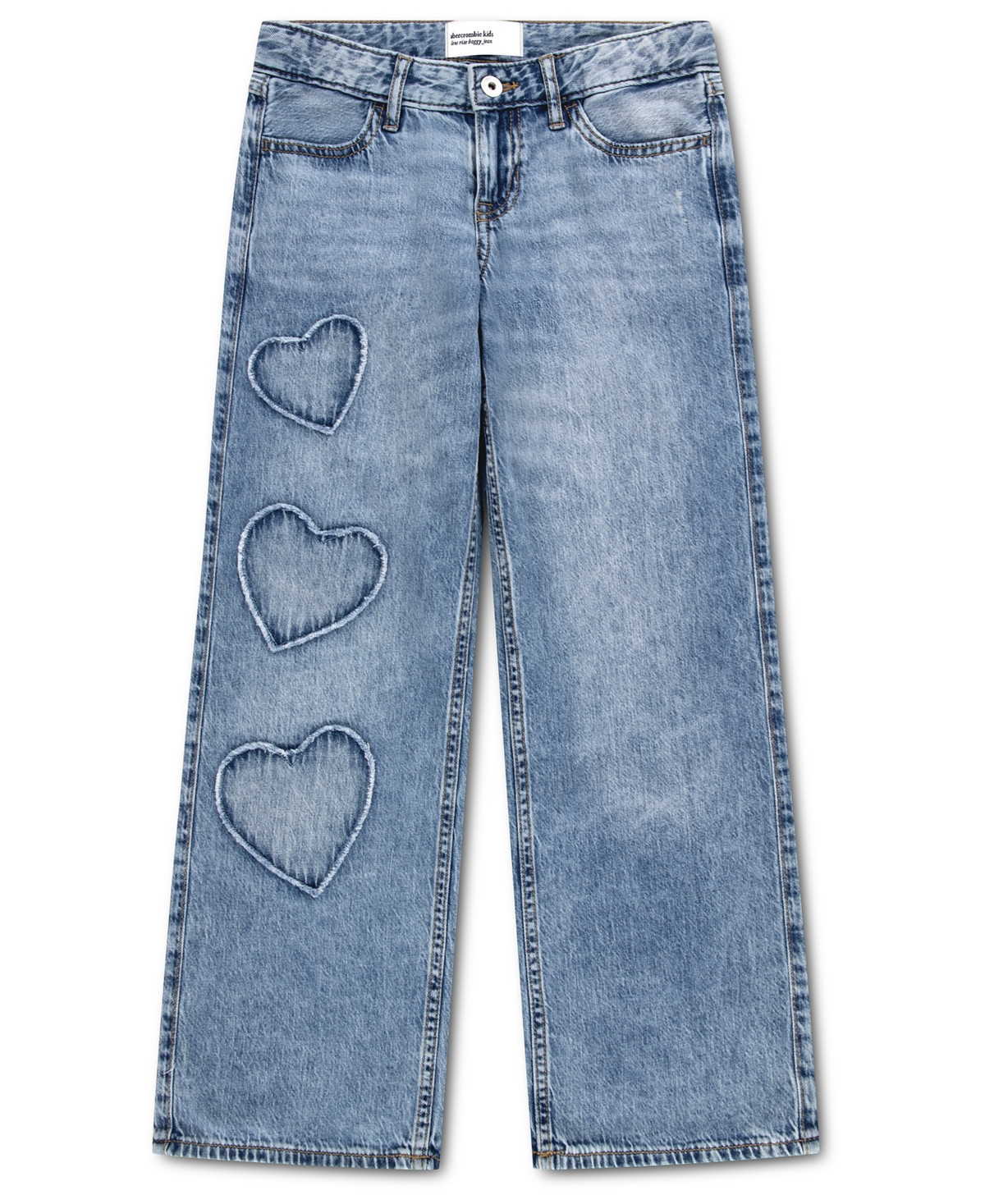 abercrombie kids Girls' Low-Rise Hearts Baggy Jeans - Indigo Hearts | Macy's