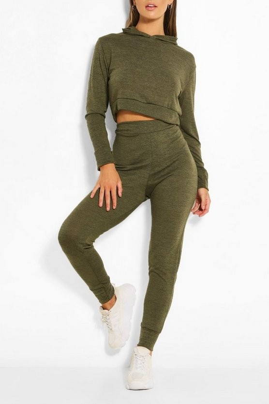 Melange Knitted Hoody And Jogger Two-Piece Set | Boohoo.com (US & CA)