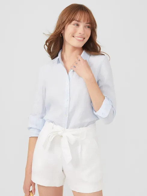 Britt Linen Shirt in Stripe | J.McLaughlin