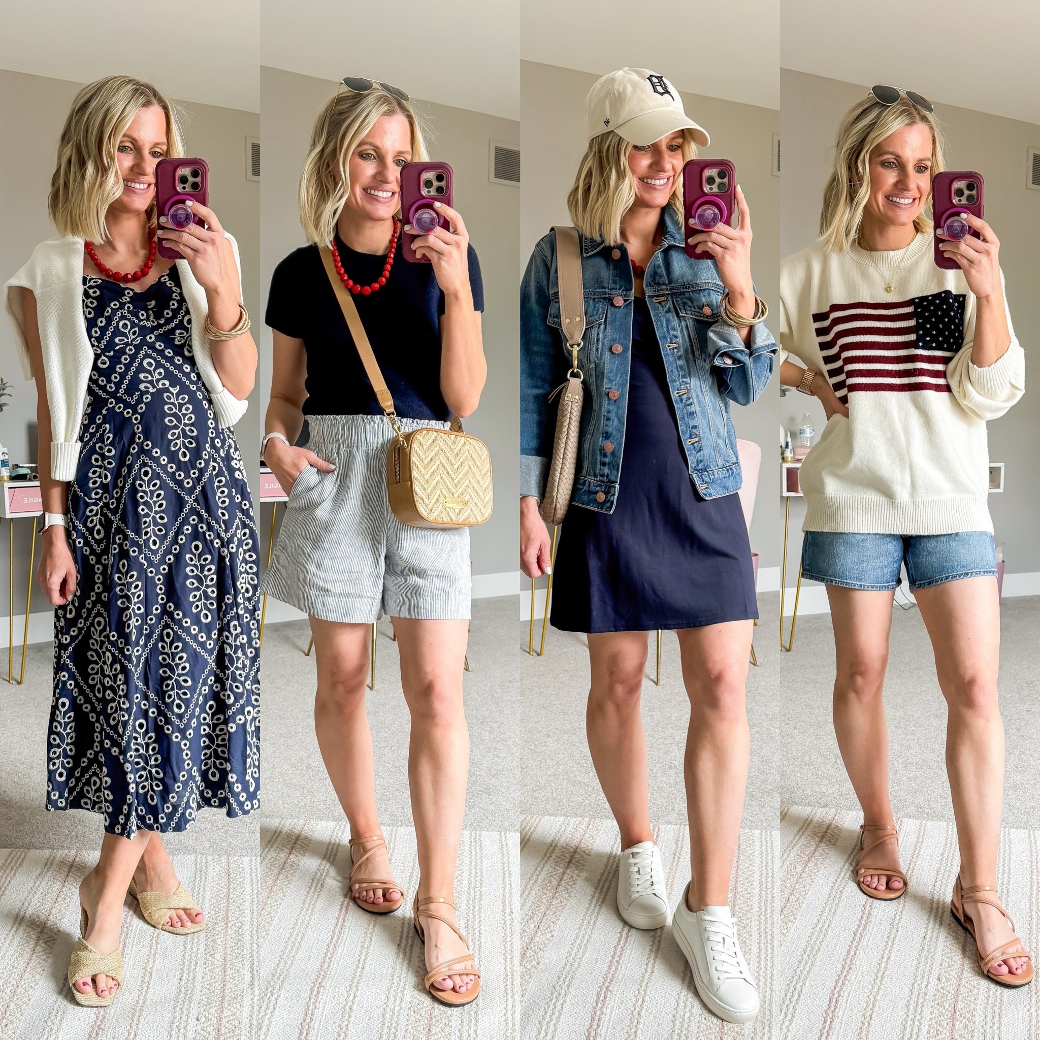 Memorial Day outfit ideas! 🇺🇸
Dress- xxs || cardigan-xs || navy top- small || linen shorts- xs || athletic dress- xs || denim jacket- xs || flag sweatshirt- small || shorts-
25

#LTKSeasonal #LTKOver40 #LTKPetite