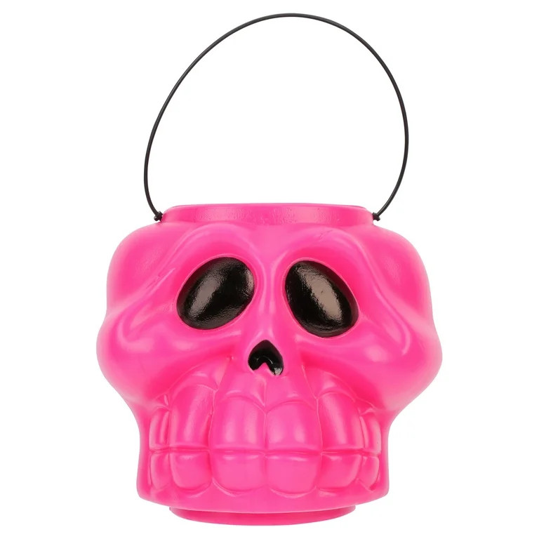 6.25" Skull Pail, Pink, Halloween Treat Bucket, by Way to Celebrate | Walmart (US)