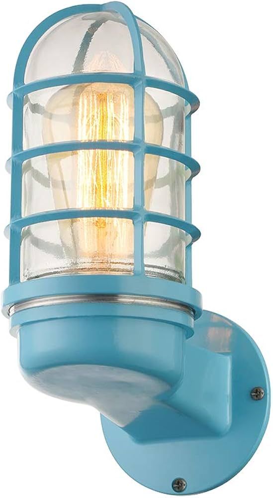 RUNNUP Industrial Wall Sconce Mini Nautical Style Wall Light with Metal Cage and Glass Shade in B... | Amazon (US)