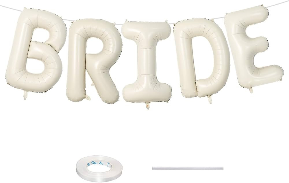 40 Inch Beige BRIDE Balloons Bachelorette for Bridal Shower, Large Cream White Sand Bride Mylar F... | Amazon (US)