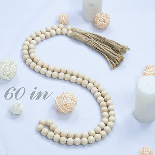 Farmhouse Decor - Wood Bead Garland, 60" Boho Decor - Wooden Beads Garland, Coffee Table Decor - ... | Amazon (US)