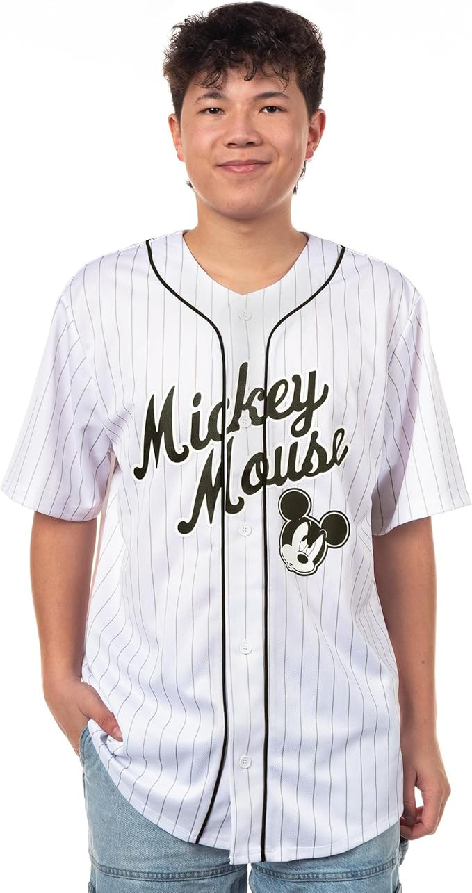 Disney Mickey Mouse Shirt Men's Button Up Short Sleeve Jersey Top #28 | Amazon (US)
