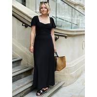 X Laura Byrnes Sweetheart Jersey Midi Dress - Black | Very (UK)