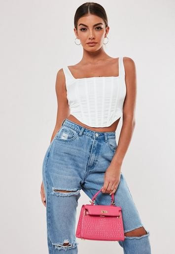 White Satin Corset Top | Missguided (US & CA)
