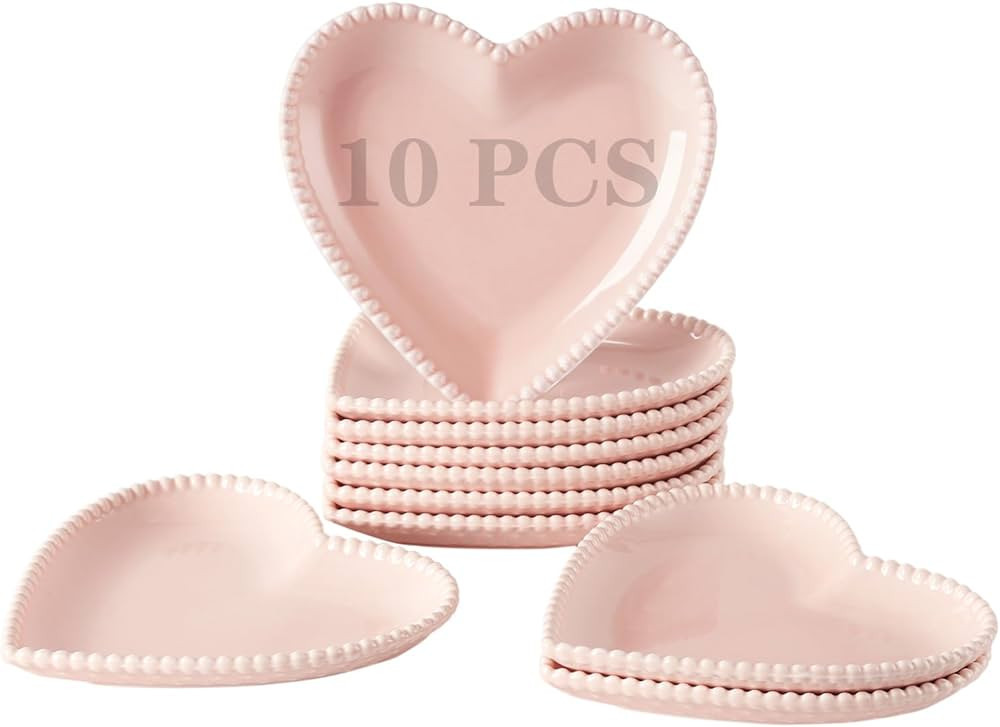OMAYKEY 6.3 Inch Porcelain Dessert Plates, Heart Shaped Small Dinner Plates, Appetizer Salad Plat... | Amazon (US)