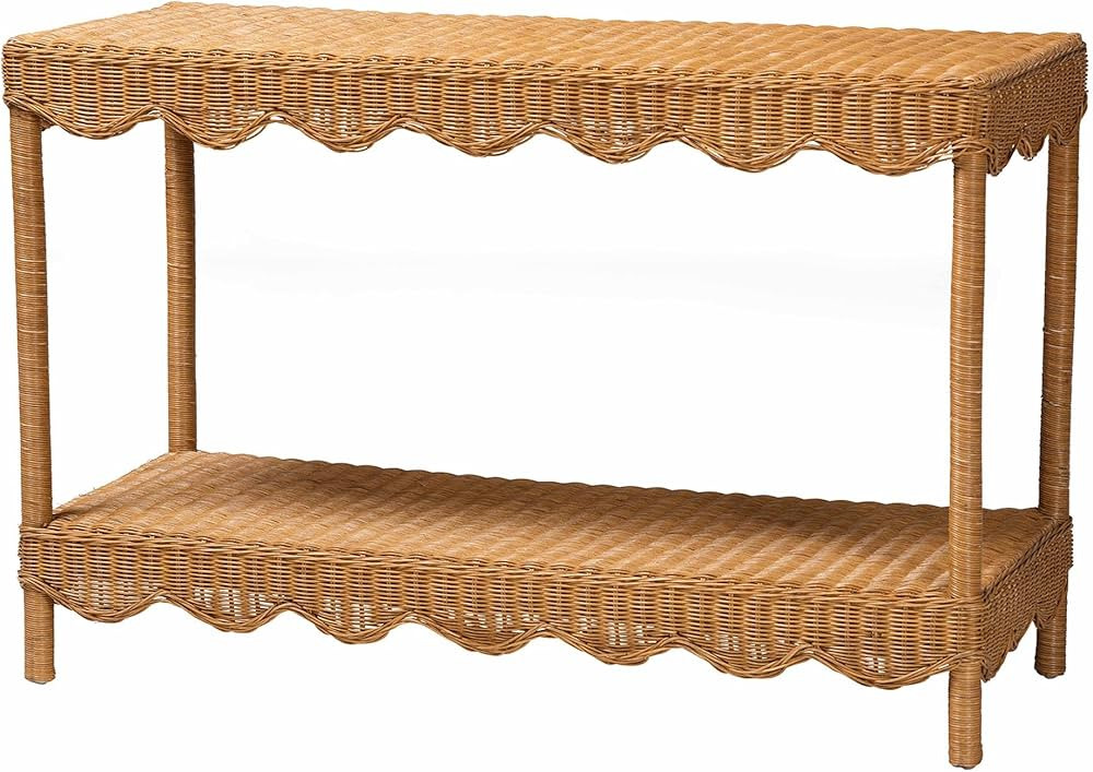 bali & pari Oteria Scalloped Natural Rattan Console Table, Light Honey | Amazon (US)