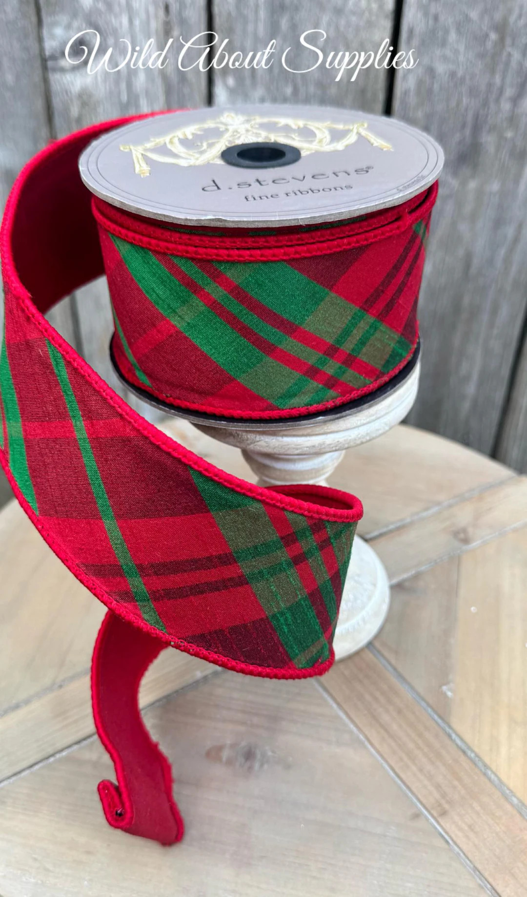 2.5" X 10yds Faux Dupion Diagonal Plaid, Green Red - Etsy | Etsy (US)