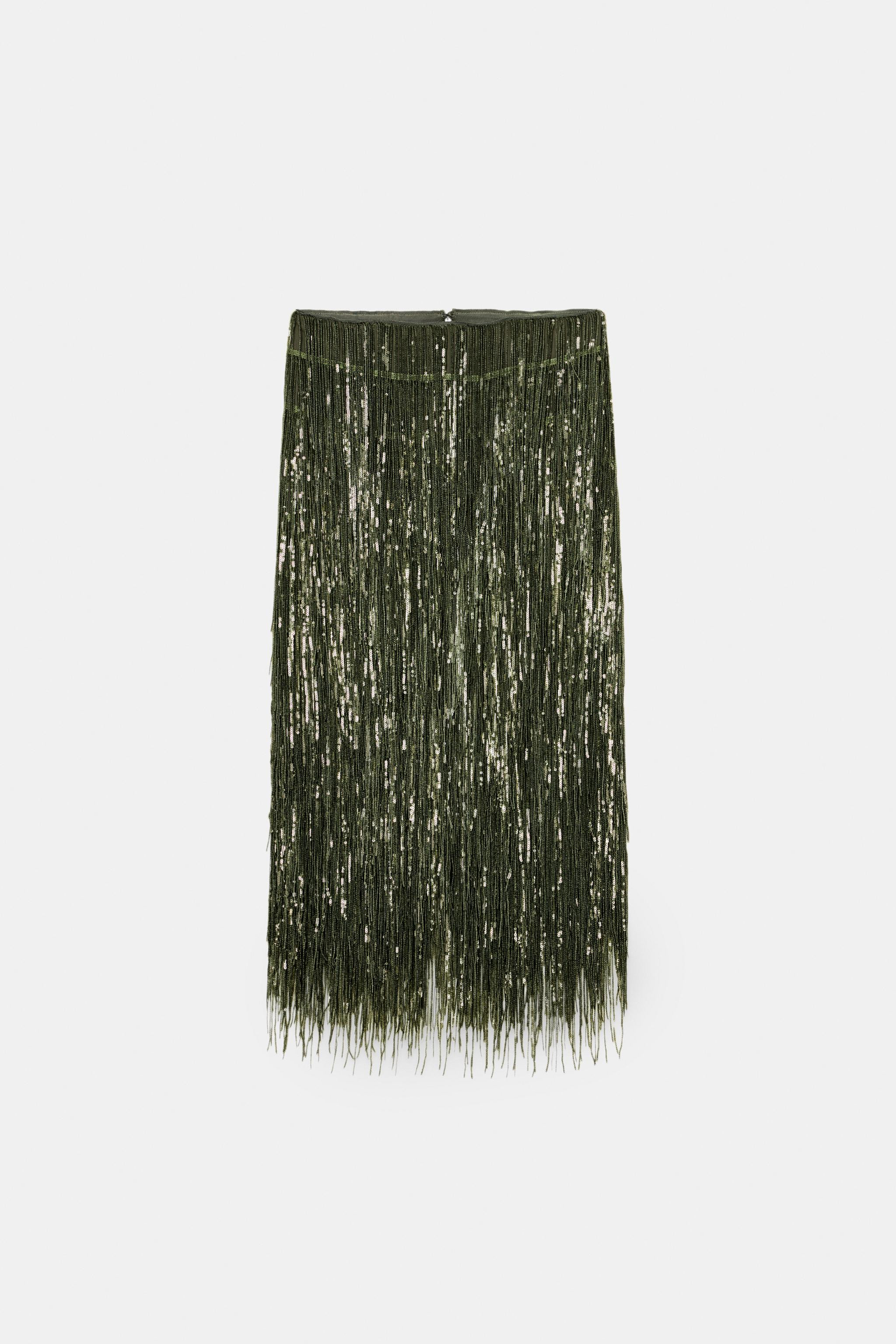 ZW COLLECTION LIMITED EDITION FRINGED SEQUIN SKIRT | Zara US