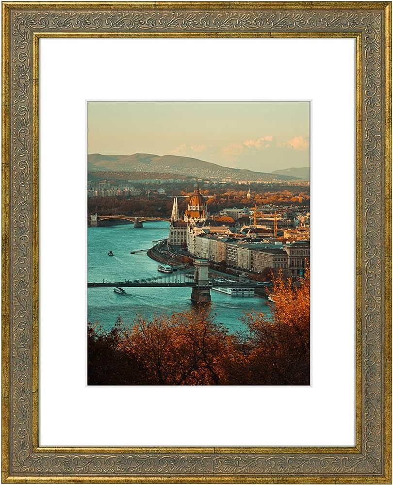 Golden State Art, 11X14 Ornate Finish Photo Frame with White Mat for 8x10 Picture & Real Glass. C... | Amazon (US)