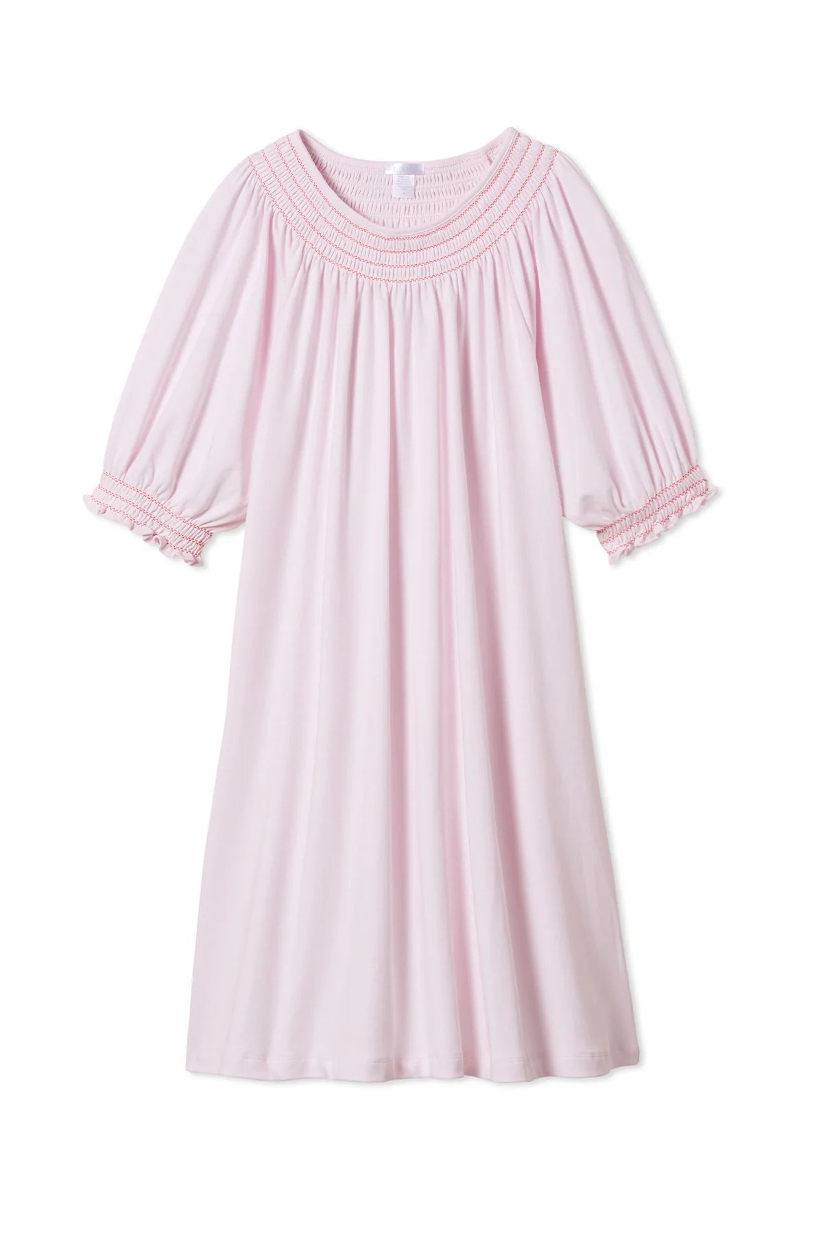 Pima Smocked Nightgown in Azalea | LAKE Pajamas