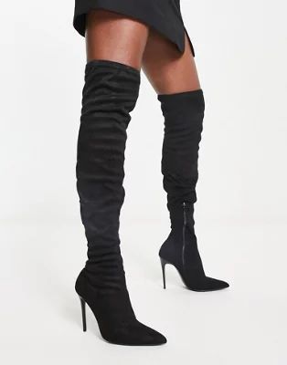 Truffle Collection glam over the knee stiletto boots in black | ASOS (Global)