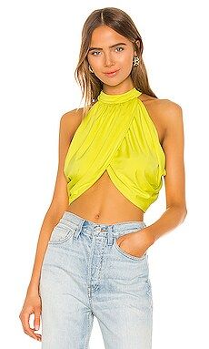 superdown Emani Wrap Crop Top in Chartreuse from Revolve.com | Revolve Clothing (Global)