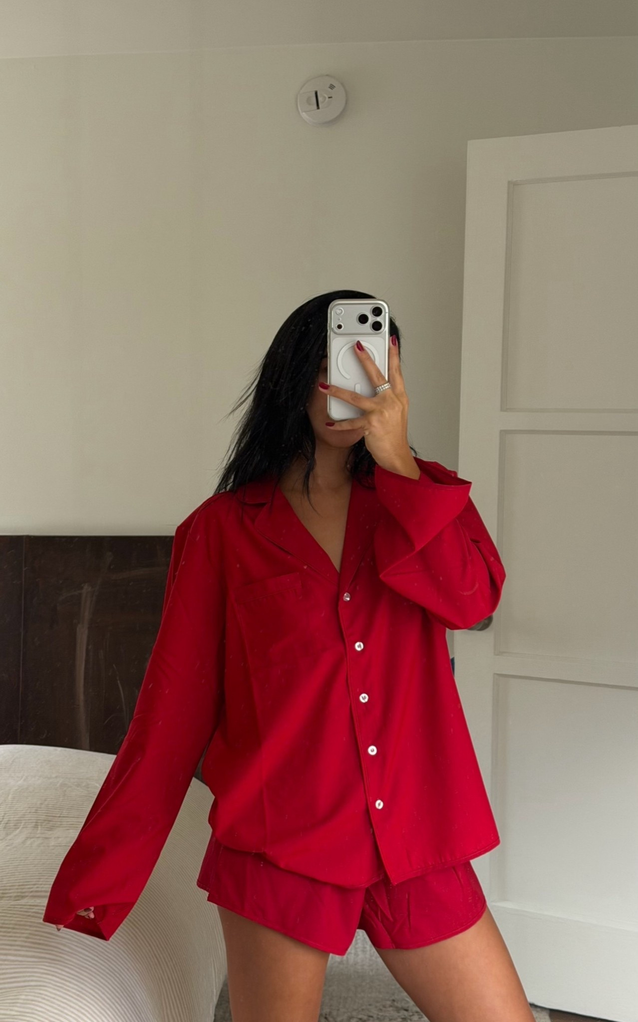 the comfiest pajamas | red we wore what pajama top and shorts #pajamas #comfies 

#LTKSeasonal #LTKCyberWeek #LTKFindsUnder100