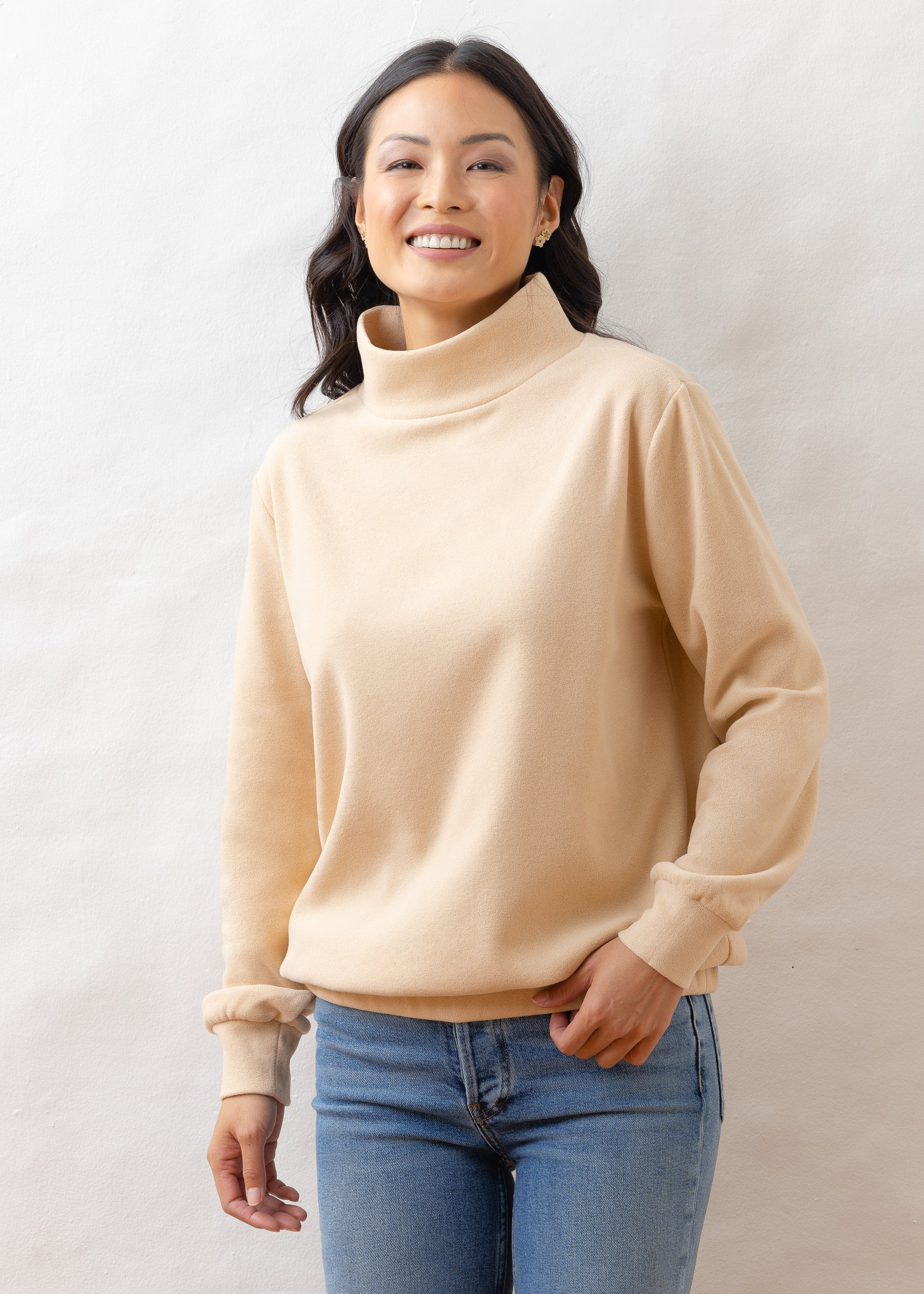 Baldwin Turtleneck in Terry Fleece (Natural Blush) | Dudley Stephens