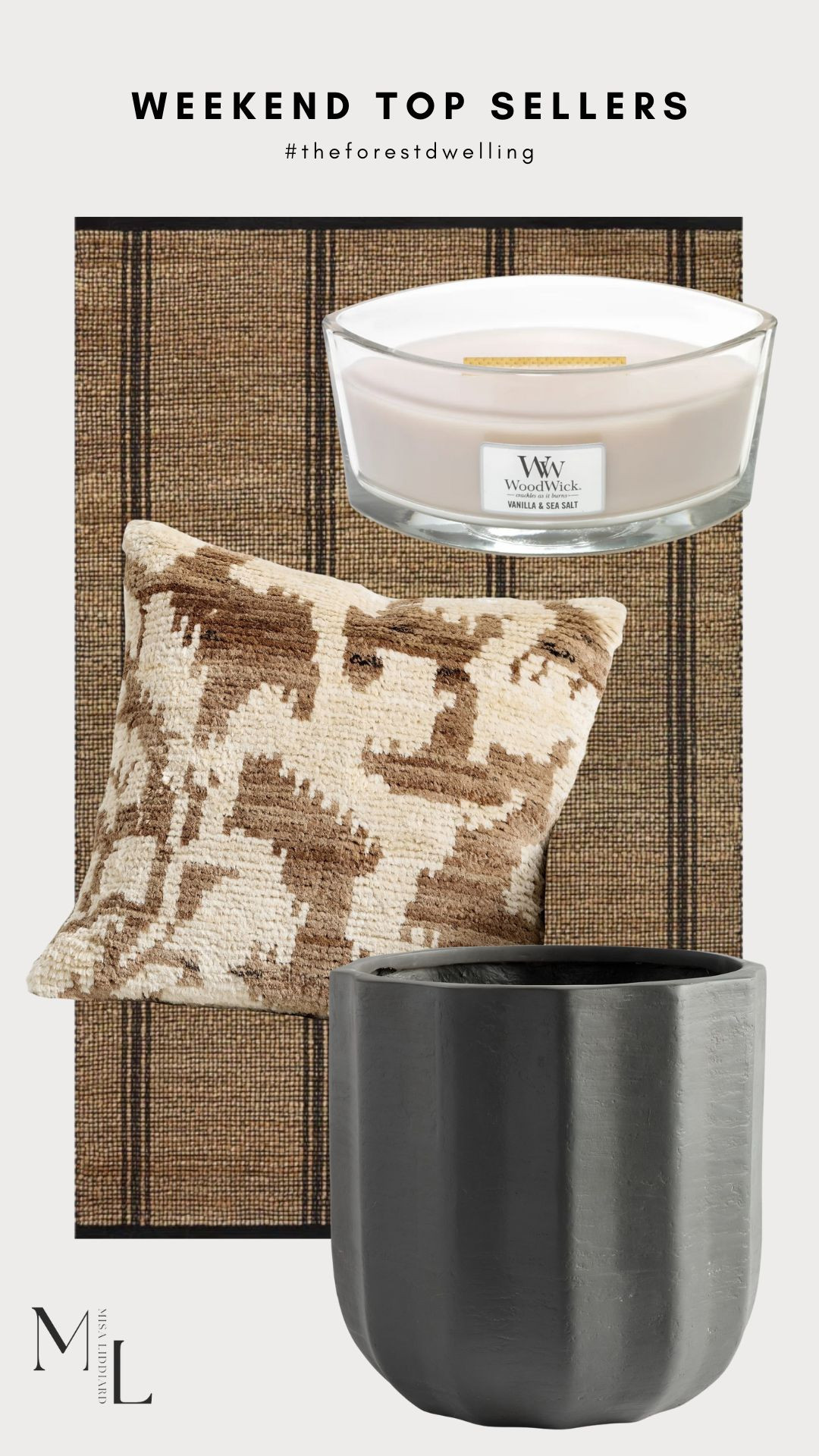 Weekend top sellers! This rug is super durable and great for high traffic areas. These candles have so many scents to choose from. The shape and the wood wick are perfection. I used this planter in the XL size for my faux olive tree and it looks so good. 

 #LTKHome