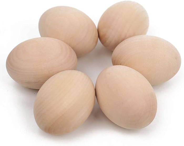 DomeStar Wooden Fake Chicken Eggs, 8PCS 2.5" Unpainted Faux Wood Eggs for Encouraging Hens to Lay | Amazon (US)
